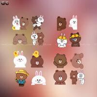 Hình dán xe ô tô hình gấu Brown trang trí hoạt hình che vết xước che pin xe điện