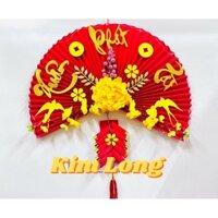 HÌNH DÂY TREO QUẠT GIẤY NHUNG ĐỎ TRANG TRÍ SẴN CÓ ĐÈN LED PHỤ KIỆN DECOR TRANG TRÍ NHÀ CỬA TẾT CỔ TRUYỀN (Có sẵn)