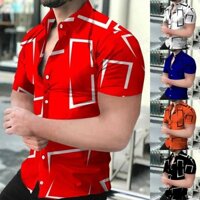Hình Học 3d In Áo Sơ Mi Đi Biển Tay Ngắn Hawaii Áo Sơ Mi Nam Áo Sơ Mi Đồ Họa Cuba Camisa Quần Áo Nam