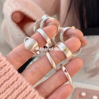 Hình Học Đơn Giản Đồng Bằng Nhẫn Nữ Ngọt Ngào Mát Xếp Chồng Độc Đáo Mở Nhẫn ins Niche Thiết Kế Chỉ Số Ngón Tay