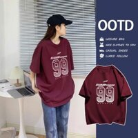 Hình in số 99 cực chất áo phông cổ tròn tay ngắn oversize unisex áo thun mùa hè cho học sinh #170
