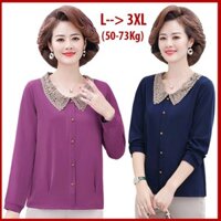 HÌNH THẬT - ÁO SƠ MI U50-60 BIGSIZE KIỂU ÁO QUÝ BÀ , ÁO KIỂU GIẤU BỤNG CỔ REN 3A16 3A07 3A15 3A02