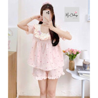 [HÌNH THẬT] bộ ngủ hoạ tiết siêu xinh chất cotton đũi vải mềm mát, không nhăn rút