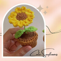 [Hình thật] Chậu Hoa Hướng Dương Handmade Bằng Len Mini - Hoa Len Trang Trí Bàn Làm Việc, Quà Tặng Bạn Bè, Người Thân