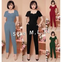 [Hình Thật - Hàng Thiết Kế] Jumpsuit dài cúp ngực tay con thiết kế cao cấp