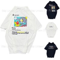 HÌNH THẬT KÈM VIDEO ÁO THUN FORM RỘNG HÌNH TOM VÀ JERRY NGỒI NAM NỮ MẶC ĐẸP