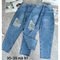 [HÌNH THẬT] Quần baggy BIG SIZE jean rách gối size30 - size38 cho nữ từ 55kg