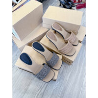 [HÌNH THẬT SẢN PHẨM] DÉP GUỐC GÓT CAO 7 PHÂN QUAI NGANG PHỦ ĐÁ SIÊU SANG