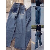 (Hình thật sản phẩm )Quần jeans lưng cao rách túi tua rua thời trang