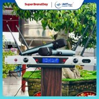 [Hình thật shop chụp] Micro không dây MT 990 loại 4 râu chống hú hát karaoke gia đình có màn hình led chính hãng giá rẻ