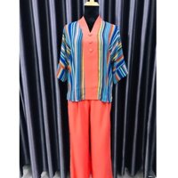 [HÌNH THẬT]🧚‍♂️SET ÁO HOẠ TIẾT + QUẦN ỐNG SUÔNG (Set đồ lam đi chùa) - cam, xanh đen