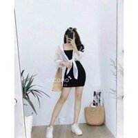 🛑HÌNH THẬT🛑Set Đầm Body + Áo Sơ Mi Chất Lụa Voan Siệu Mượt