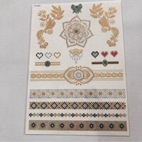 Hình xăm dán ánh kim tattoo gold cao cấp 15x21cm - YH-002