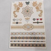 Hình xăm dán ánh kim tattoo gold cao cấp 15x21cm - YH-002