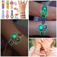 Hinh xăm đồng hồ, tatto đồng hồ dạ quang phát sáng cho bé