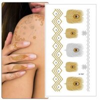 Hình xăm nhũ ánh kim, xăm dán nghệ thuật henna tatoo quạt ai cập thời trang đi tiệc Legaxi