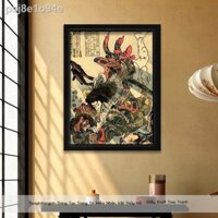 Hình Xăm Truyền Thống Hình Xăm Phong Cách Giấy Kraft Poster Khung Gỗ Tranh Treo Tranh Thủy Hử Nhân Vật Anh Hùng Tranh Tr