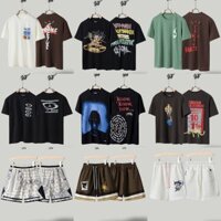 Hip Hop Cặp Đôi Tour TSTravis Xương Rồng Khớp M Note Áo Thun Rap Scott Vịt Vàng Nhỏ Tay Ngắn Lightning