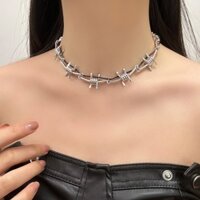 Hip Hop Gothic Phong Cách Gai Dây Vòng Cổ Trang Trí Kim Loại Vòng Cổ Nữ Niche Punk Xương Đòn Dây Xích 3.25