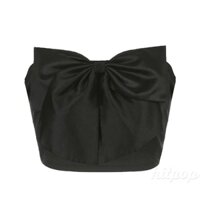 Hitpop-Women Short Bandeau, Strapless Plain Front Big Bow-Knot Crop Tube Tops, Ladies Summer Slim Navel Tops