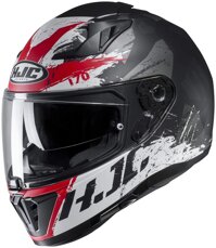 HJC Helmets Unisex-Adult i70 Full Face Helmet (Flat Black/Red, X-Large)