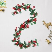 Hjkl Red Berry Vòng hoa Giáng sinh Handmade Cây giả Cửa tường nhà