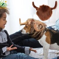 Hjkl Thú Cưng Tóc Giả Mũ Đội Đầu Chó Bò Sừng Mũ Sáng Tạo Cho Mùa Đông