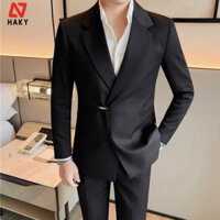 HK20 Áo Blazer Dài Tay 2 Lớp Móc Cài Sang Chảnh Ủi Keo Định Hình 3 Lớp- Giữ Form Luôn Phẳng HAKY