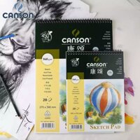 HKUK – Sổ , tập giấy vẽ màu chì Canson sketch pad gáy lò xo 160gr/ 20 trang A4