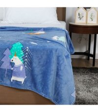 HL Chăn mền nỉ du lịch văn phòng Polyester H152xW127cm Màu xanh dương
