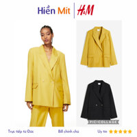 H&M Đức - Áo khoác blazer vạt đắp hai lớp có lót độn vai đen vàng sale auth new tag cổng sở chính hãng sẵn 1166838011