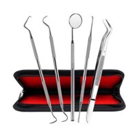 [HN] Bộ 5 dụng cụ vệ sinh răng miệng gồm gương soi/thanh nạy nha khoa/dụng cụ nạo/nhíp bằng thép không gỉ