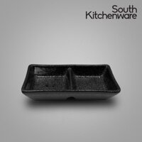 [HN-KK KF121 ] Dĩa đựng nước chấm 2 ngăn nhỏ sứ tráng men cao cấp, phong cách Nhật Hàn 12x6 cm