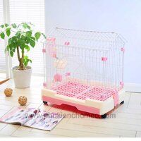 HN-SP473 - Lồng chó nhựa xịn  cao cấp mái nhọn 61*44*62 ( BP227 ) (hanpet 4711760) chuồng chó có bánh xe [bonus]