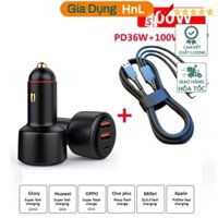 [HnL-Store] Cốc sạc trên ô tô kèm dây sạc 3 đầu USB Car Charger 200W 125W 65W Type C PD 3.0 Super Fast Charging