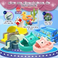 hồ bơi-bể bơi có mái che- cầu trượt phao- nhà bóng phao cho bé( TẶNG KÈM BƠM ĐIỆN,KEO DÁN PHAO VÀ PHAO BƠI CHO BÉ )