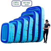 Hồ Bơi Bơm Hơi Cho Trẻ Em Đủ Cỡ - Bể Phao Bơi Hình Chữ Nhật Cao Cấp, 2 Đáy Chống Trượt