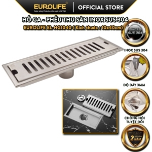 Hố ga thoát sàn Inox SUS 304 Eurolife EL-HG1040 10 x 40 cm