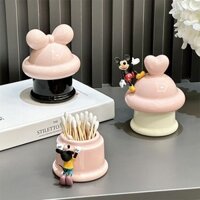 Hộ Gia Đình Dễ Thương Bắc Âu Gốm Tăm Giá Đỡ Phòng Khách Hoạt Hình Bông Swabs Thủ Công Độc Đáo Để Bàn Hộp Bảo Quản JJ04 + 1