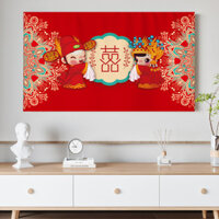 Hộ Gia Đình LCD TV Cover Vải Cưới Lễ Hội TV Cover Big Red Wedding Dust Cover 555 "65" 70 "75"