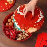 Hộ Gia Đình Trung Quốc Xoay Đỏ Trung Quốc Năm Mới Ngăn Đĩa Trái Cây Phòng Khách Đồ Ăn Nhẹ Hạt Hướng Dương Vị Trí Tấm