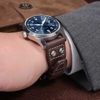 Hồ IWC Đồng Da Bò Chính Hãng Big Flyer Súng Phun Lửa Hoàng Tử Bé Mark 18 Dây Đeo Liễu Nai