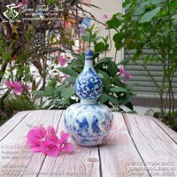 Hồ lô sứ men lam cổ vẽ Bát Tiên đồ ký kiểu phục chế