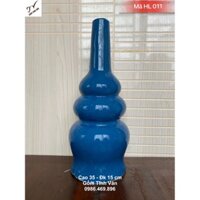 Hồ lô thu lôi chống sét, mã HL011, hồ lô 3 bầu tròn, men xanh dương, cao 35 cm, đk 15 cm, gốm xây dựng bát tràng cao cấp