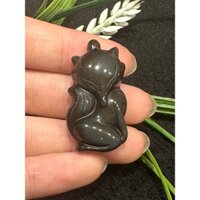 Hồ ly đá hắc ngà tinh xảo S6348 mặt đeo cổ charm hình