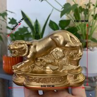 [Hổ phong thủy] Tượng linh vật phong thủy con Hổ trang trí phong thủy bàn làm việc  - Dài 11cm - Màu nhũ đồng