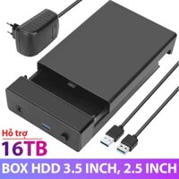 (Hỗ trợ 16TB) Box chuyển ổ cứng HDD 3.5 2.5, SSD 2.5 SATA sang USB 3.0 lấy dữ liệu, làm ổ cứng cắm ngoài (kèm nguồn 12v)