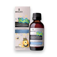 Hỗ trợ điều trị ho có đờm vị mật ong Manuka Brauer Honey Kids Manuka Honey Chesty Cough dạng lỏng (100ml) làm giảm các triệu chứng ho cho trẻ từ 2 tuổi trở lên