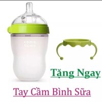 (Hỗ trợ đổi size núm, tặng kèm tay cầm) Bình Sữa Comotomo 150ML/250Ml Siêu Mềm, Làm Từ Silicon Cao Cấp An Toàn Cho Bé, T