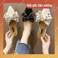 [HỖ TRỢ ĐỔI TRẢ] Free ship (S109) Dép sục nữ thắt nơ vải chấm bi